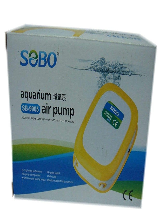 سوبو مضخة هواء صامتة ثنائية الاتجاه من سوبو (أصفر وأبيض)، عبوة من قطعة واحدة - Image 2